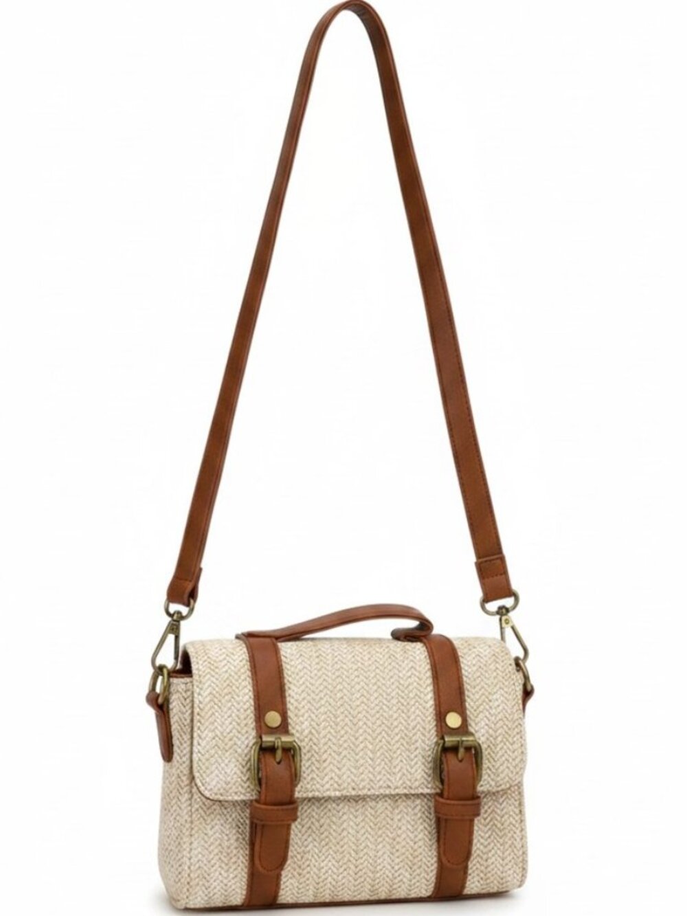 Anthropologie Tan Strap Woven Shoulder Bag
